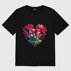 Футболка оверсайз мужская Влюбленные в Minecraft, цвет: черный