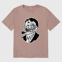 Футболка оверсайз мужская Тролльфейс-джентельмен, цвет: пыльно-розовый