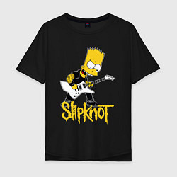 Футболка оверсайз мужская Slipknot Барт Симпсон рокер, цвет: черный