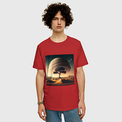 Футболка оверсайз мужская Дерево на марсе и сатурн, цвет: красный — фото 2