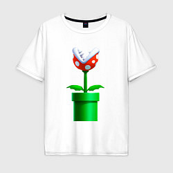 Футболка оверсайз мужская Марио Растение Пиранья, цвет: белый