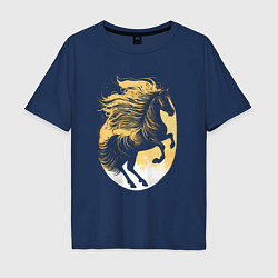 Футболка оверсайз мужская Лошадь логотип, цвет: тёмно-синий