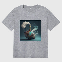 Футболка оверсайз мужская Волшебный пароход, цвет: меланж