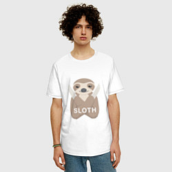 Футболка оверсайз мужская Sloth, цвет: белый — фото 2