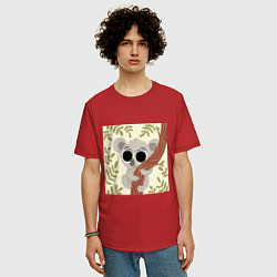 Футболка оверсайз мужская Коала милый, цвет: красный — фото 2