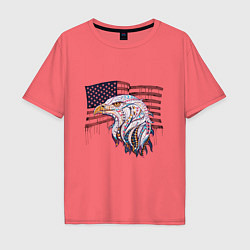 Футболка оверсайз мужская American eagle, цвет: коралловый
