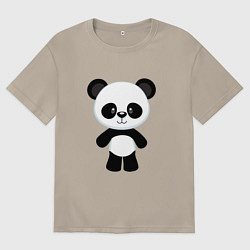 Футболка оверсайз мужская Панда милашка, цвет: миндальный