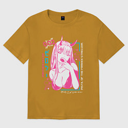Футболка оверсайз мужская Zero Two anime, цвет: горчичный