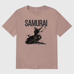 Футболка оверсайз мужская Японский боевой самурай, цвет: пыльно-розовый