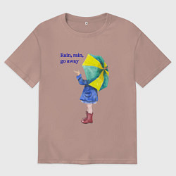 Футболка оверсайз мужская Девочка с зонтиком, цвет: пыльно-розовый