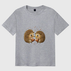 Футболка оверсайз мужская Два влюбленных ежика, цвет: меланж