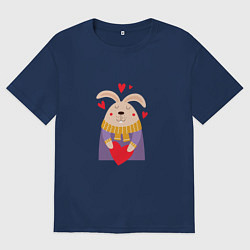 Футболка оверсайз мужская Кролик влюблен, цвет: тёмно-синий