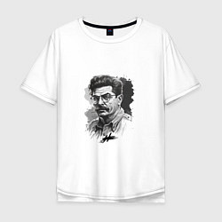 Футболка оверсайз мужская Сталин в черно-белом исполнении, цвет: белый