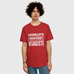 Футболка оверсайз мужская Worlds okayest visagiste, цвет: красный — фото 2