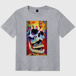 Футболка оверсайз мужская Crazy skull - нейросеть - art, цвет: меланж
