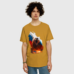 Футболка оверсайз мужская Злой русский медведь, цвет: горчичный — фото 2