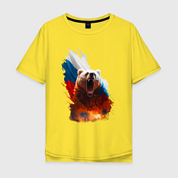 Футболка оверсайз мужская Злой русский медведь, цвет: желтый