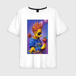Футболка оверсайз мужская Bart Simpson - нейросеть - сюрреализм, цвет: белый