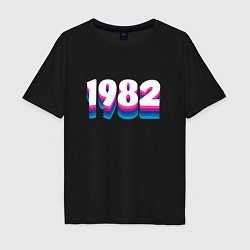Футболка оверсайз мужская Made in 1982 vintage art, цвет: черный