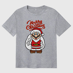 Футболка оверсайз мужская Christmas Mario, цвет: меланж