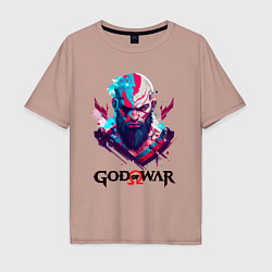 Футболка оверсайз мужская God of War, Kratos, цвет: пыльно-розовый