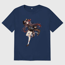 Футболка оверсайз мужская Ху Тао из Genshin Impact, цвет: тёмно-синий