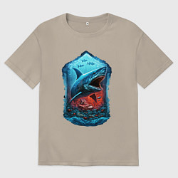 Футболка оверсайз мужская Огромная акула Мегалодон, цвет: миндальный