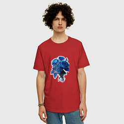 Футболка оверсайз мужская Букет и синие розы, цвет: красный — фото 2