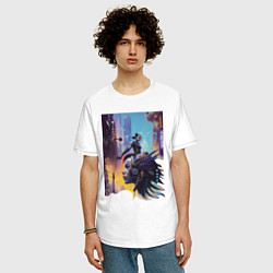 Футболка оверсайз мужская Cyberpunk - fantasy, цвет: белый — фото 2