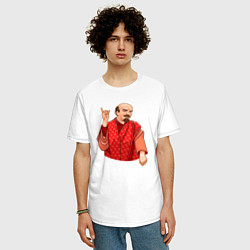 Футболка оверсайз мужская Ленин в пижаме, цвет: белый — фото 2