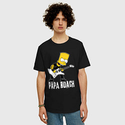 Футболка оверсайз мужская Papa Roach Барт Симпсон рокер, цвет: черный — фото 2