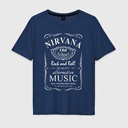 Футболка оверсайз мужская Nirvana в стиле Jack Daniels, цвет: тёмно-синий