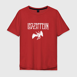 Футболка оверсайз мужская Led Zeppelin падший ангел, цвет: красный