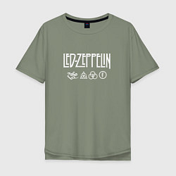 Футболка оверсайз мужская Led Zeppelin символы, цвет: авокадо