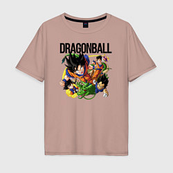 Футболка оверсайз мужская Гоку из Dragonball, цвет: пыльно-розовый