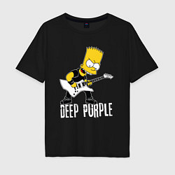 Футболка оверсайз мужская Deep Purple Барт Симпсон рокер, цвет: черный