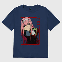 Футболка оверсайз мужская Zero Two anime girl, цвет: тёмно-синий