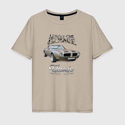 Футболка оверсайз мужская Американский масл-кар Pontiac Firebird, цвет: миндальный