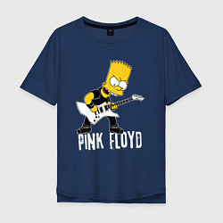 Футболка оверсайз мужская Pink Floyd Барт Симпсон рокер, цвет: тёмно-синий