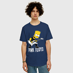 Футболка оверсайз мужская Pink Floyd Барт Симпсон рокер, цвет: тёмно-синий — фото 2