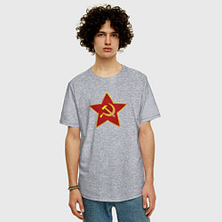 Футболка оверсайз мужская СССР звезда, цвет: меланж — фото 2