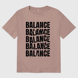 Футболка оверсайз мужская Balance надпись с кругом, цвет: пыльно-розовый