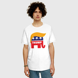 Футболка оверсайз мужская Trump elephant, цвет: белый — фото 2
