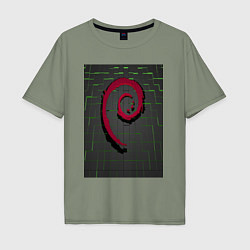 Футболка оверсайз мужская Debian Linux, цвет: авокадо