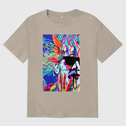 Футболка оверсайз мужская Andy Warhol - celebrity - pop art, цвет: миндальный