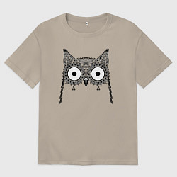 Футболка оверсайз мужская Глазастая сова, цвет: миндальный