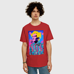 Футболка оверсайз мужская Andy Warhol - self-portrait - pop art, цвет: красный — фото 2