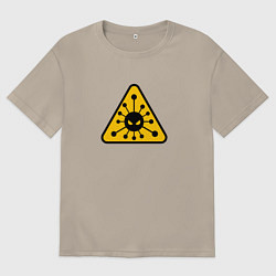 Футболка оверсайз мужская Вирус - знак предупреждение, цвет: миндальный