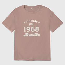 Футболка оверсайз мужская Винтаж 1968, ограниченный выпуск, цвет: пыльно-розовый