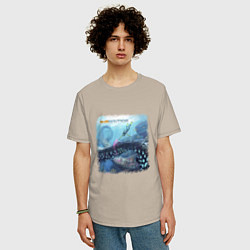 Футболка оверсайз мужская Subnautica - подводный мир, цвет: миндальный — фото 2